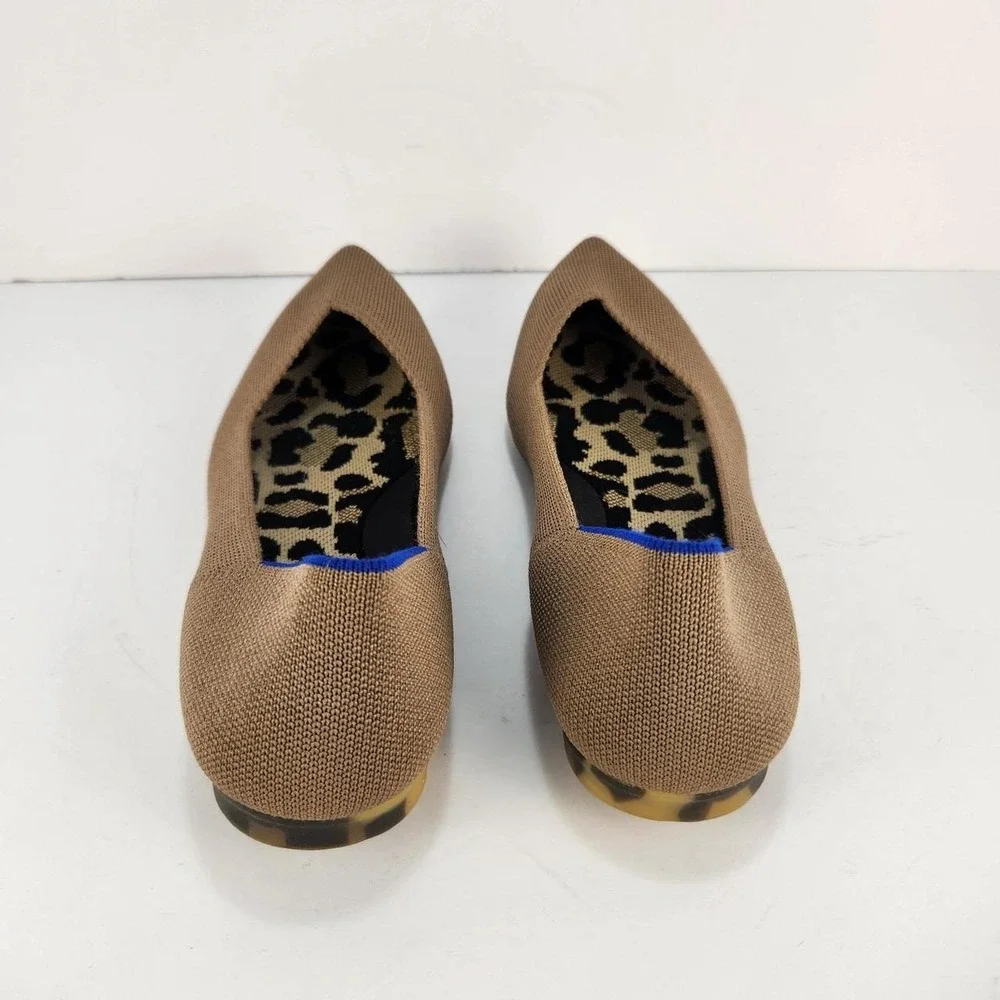 Rothy's Women's Size 8 Taupe Pointed Toe Knit Flats Comfortable Slip On Shoes